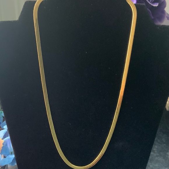BRAND NEW 24k gold over silver, serpentine Sleek Necklace. From Nordstrom. - Picture 2 of 7